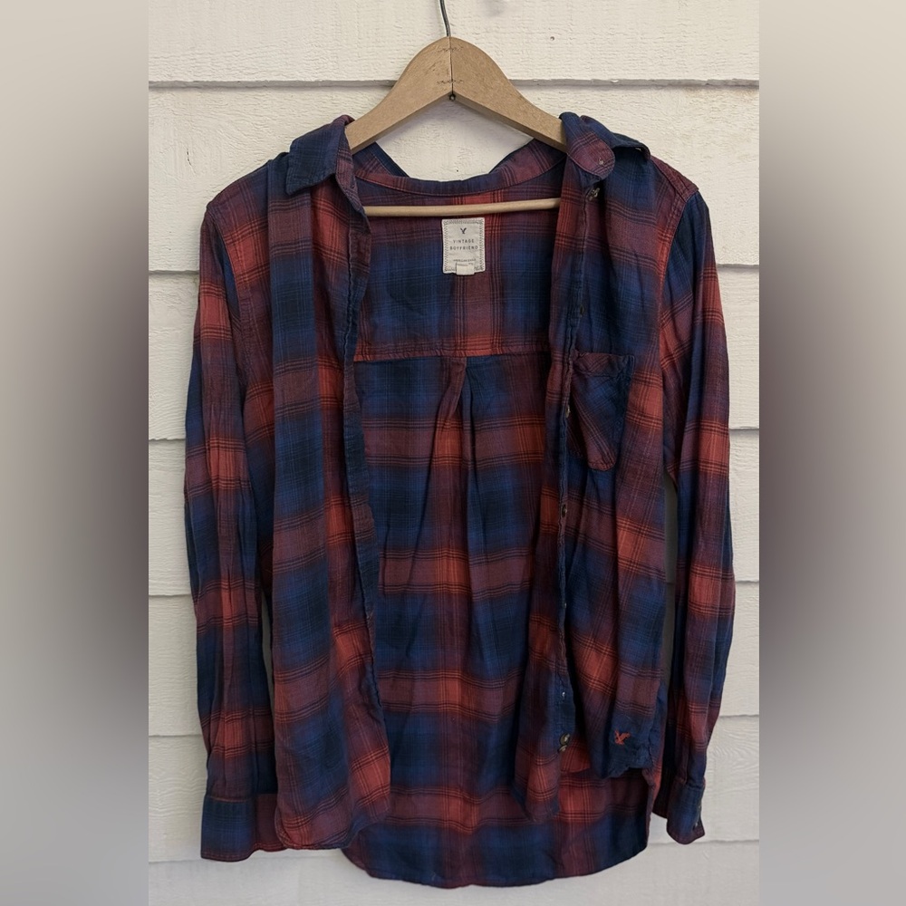 American Eagle “Vintage Boyfriend” plaid shirt